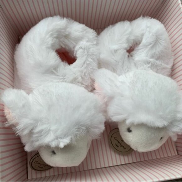 Doudou et Compagnie Paris White Lamb Baby Booties With Rattle Newborn - Picture 7 of 7